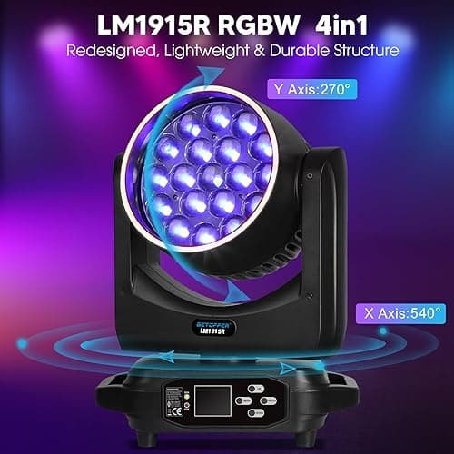Betopper LM1915R 19x15W RGBW Zoom Moving Head Wash (LED Halkalı)
