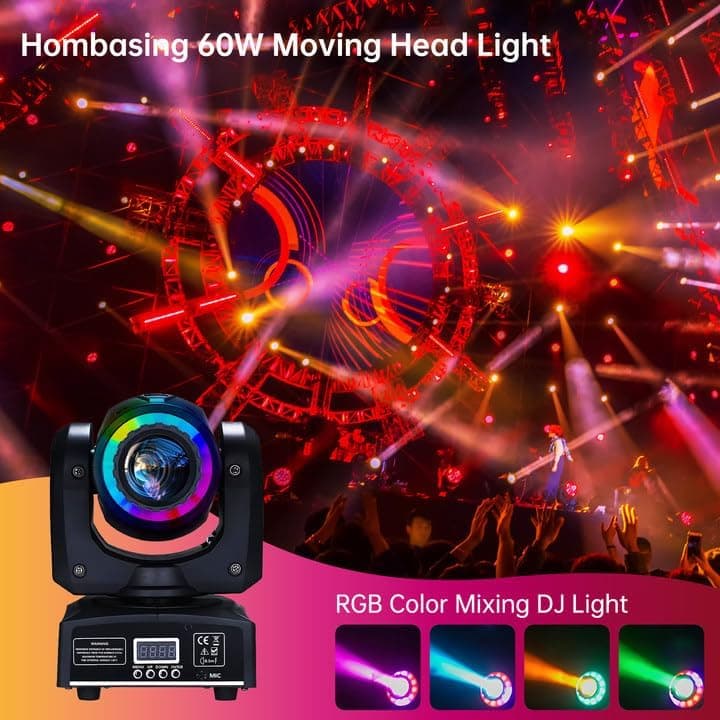 Hombasing 60W LED Moving Head — 8 Gobo RGB DJ Sahne Işığı — görsel 5