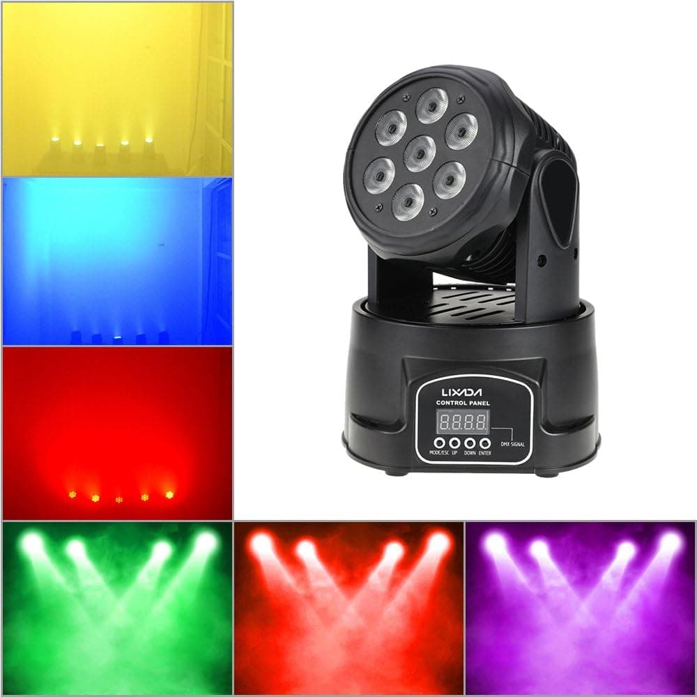 Lixada 7x10W RGBW Mini Moving Head Wash Sahne Işığı
